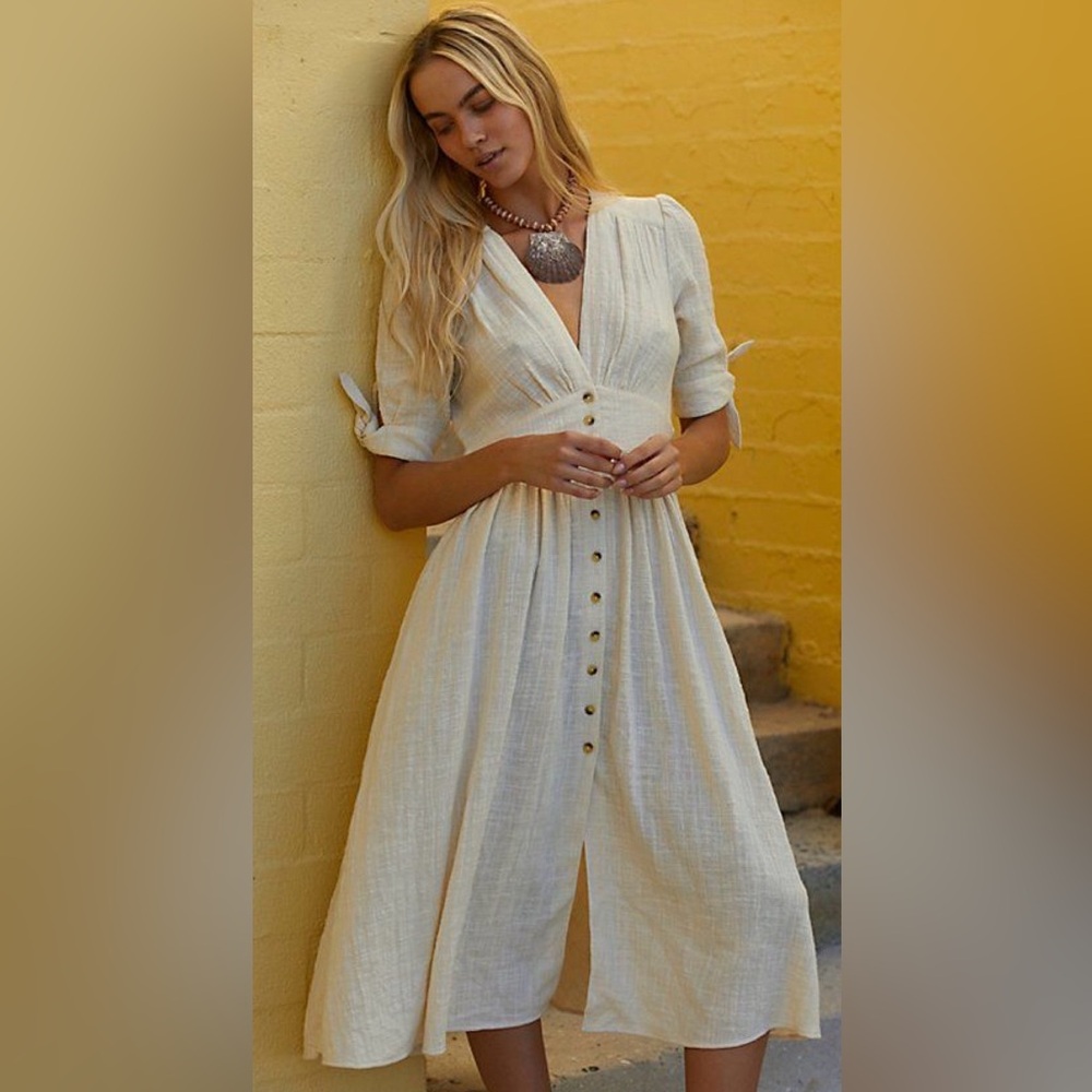 Free People Cream Love of My Life Midi Dress